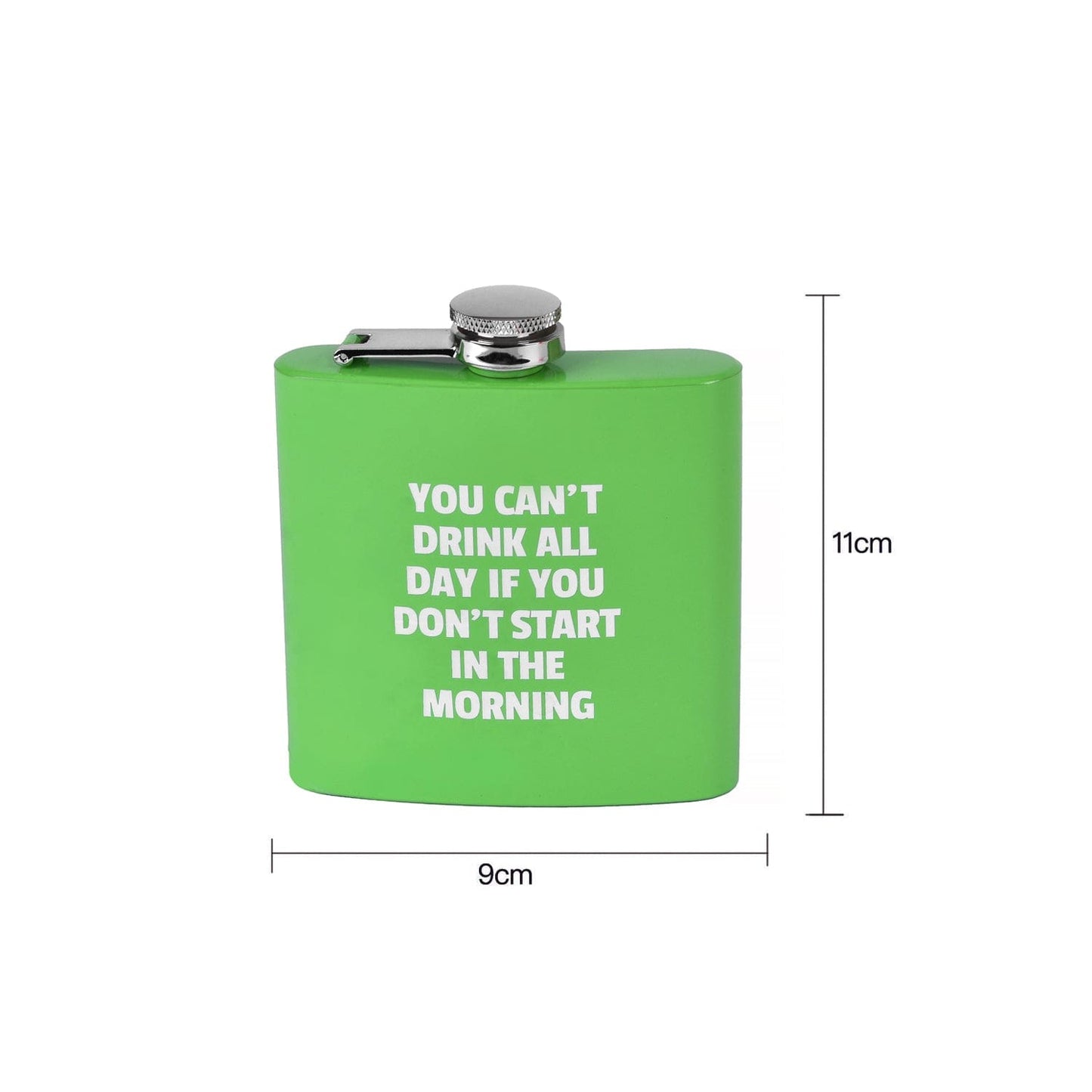 175ml Stainless Steel Hip Flask w Funny Quotes - Green