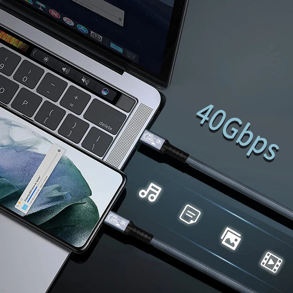 1.8M BoostUp Thunderbolt 4 USB-C to USB-C Cable Charge & Video Black （USB 4 - 40Gbps, 240W, 8K/60Hz)