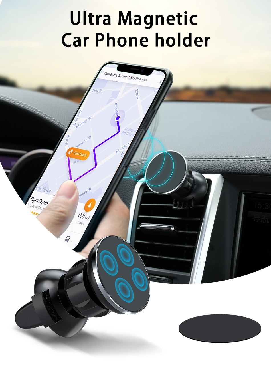 Round Car Magnetic Vent Mount Hook Design Compatible with Magsafe Black