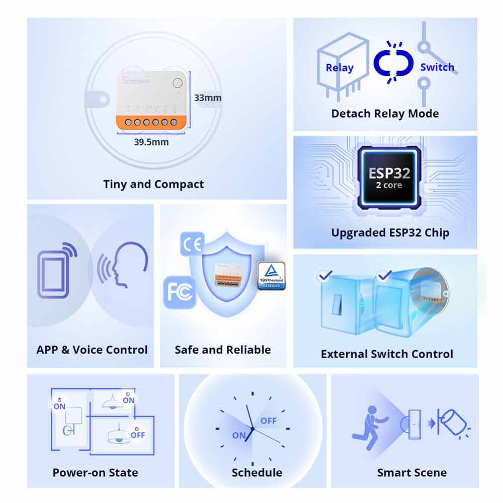 SONOFF MINIR4 10A Mini Wifi Wireless Smart Switch Timer for Alexa Google Home