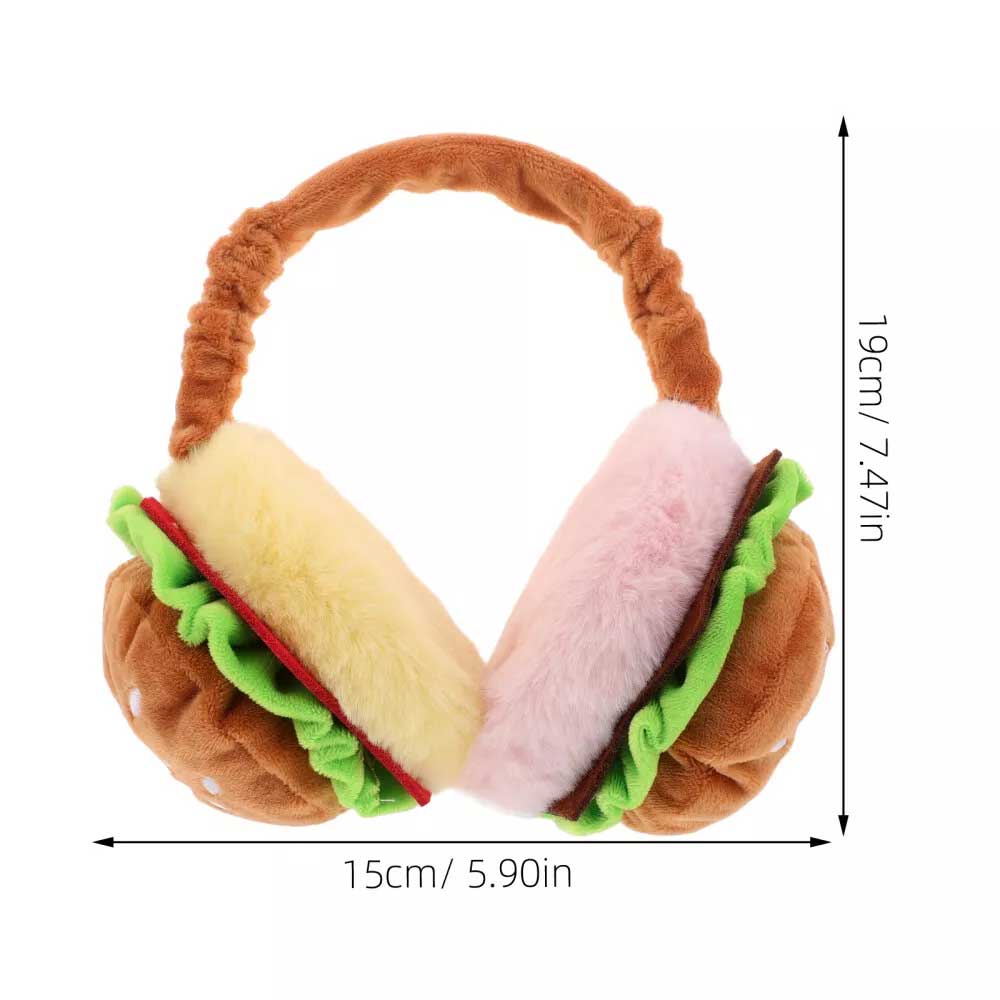 Hamburger Ear Muffs – Funny Fast Food Plush Ear Warmers for Adults, Foldable & Portable Cold Weather Accessory