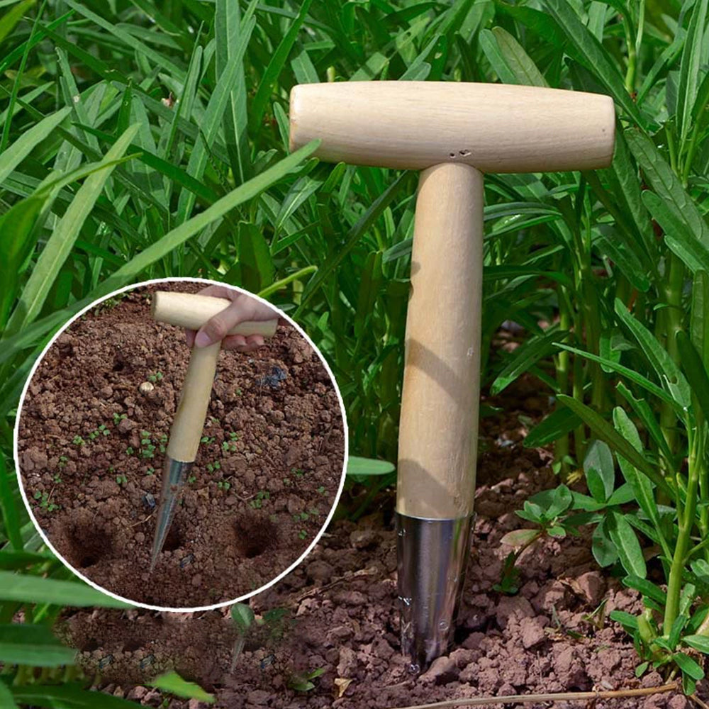 Garden Dibber - T-Handle Carbon Steel Tool for Seed & Bulb Planting