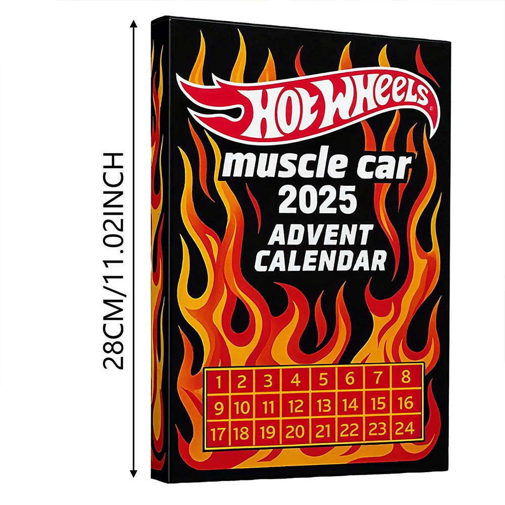 Hot Wheels 2025 Muscle Advent Calendar 2D- 24 Days of Mini Toy Cars  Acrylic Trim