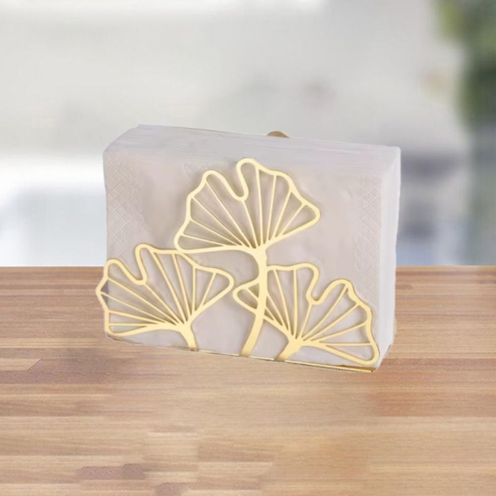 2PCS Ginkgo Leaf Napkin Holder Portable Metal Tissue Holder Iron Tissue Rack For Home Hotel