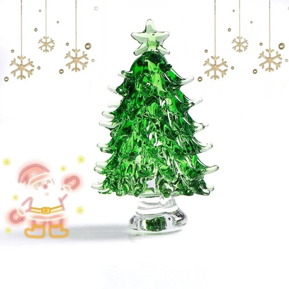 Elegant Crystal Tree Figurine with Display Cover 3D Glass Christmas Tree for Desk Decor & Gift