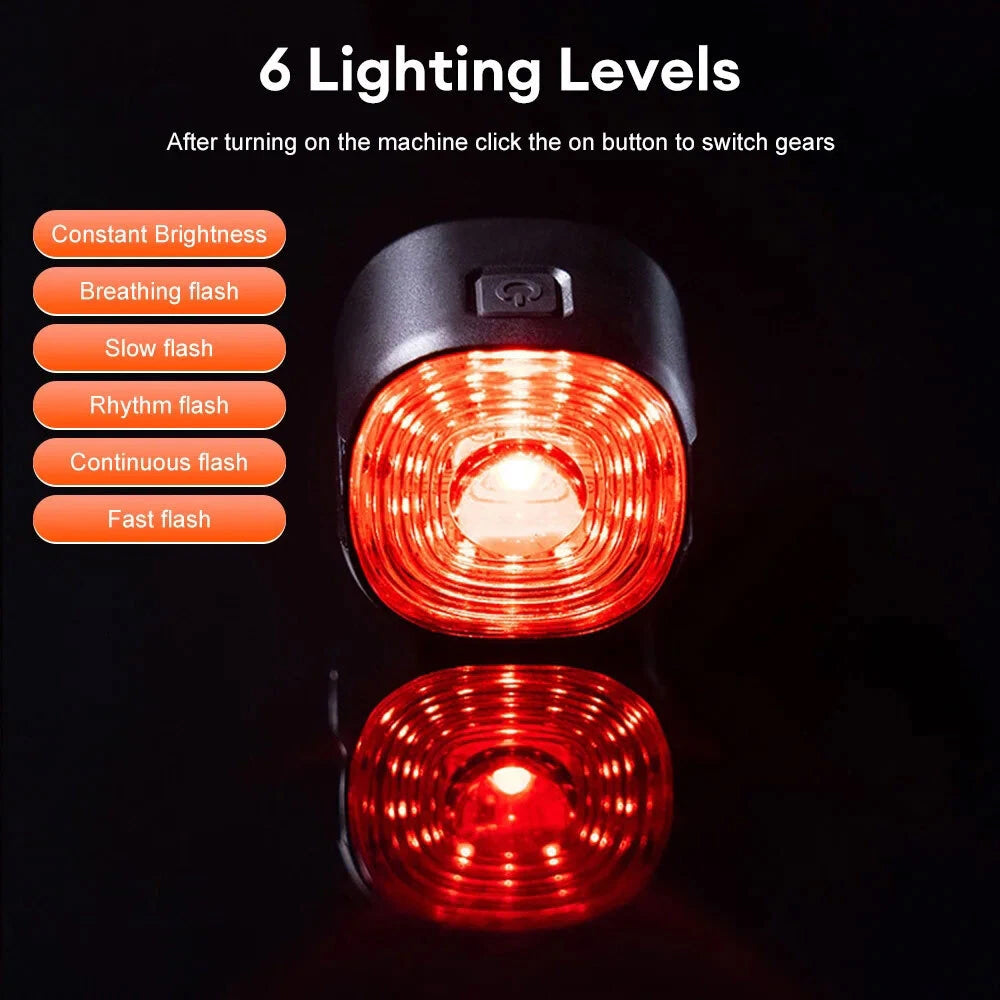 Mountain Bike Cycling LED Tail Light USB Rechargeable Bicycle Brake Rear Light