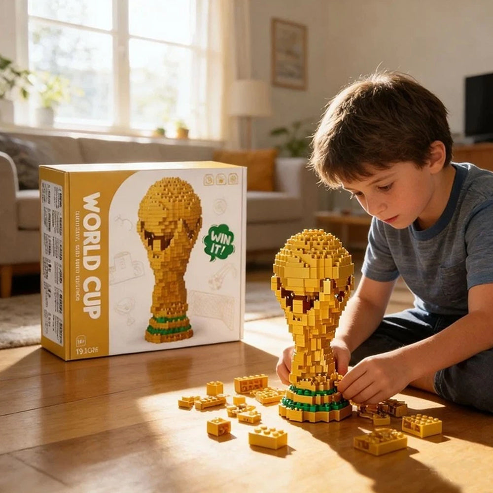 2026 World Cup Trophy Model – 500pcs Diamond-Shaped Building Block Kit