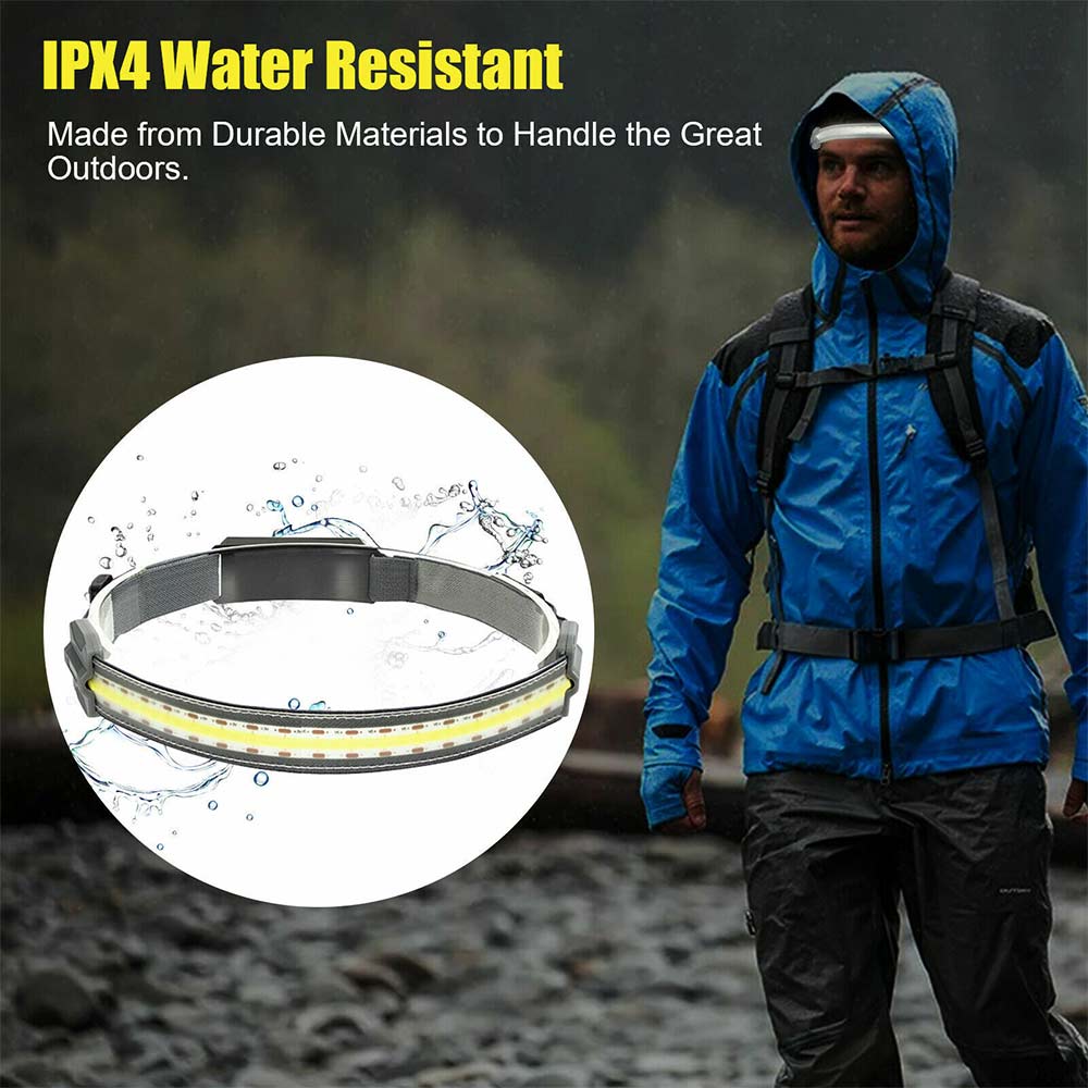 COB LED Headlamp Torch Flashlight Work Light Bar Head Band Lamp USB Charging