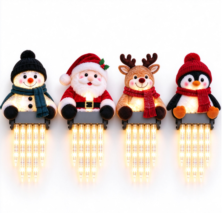 5 LED Solar Santa Icicle Light – IP65 Outdoor Christmas Fence Decoration