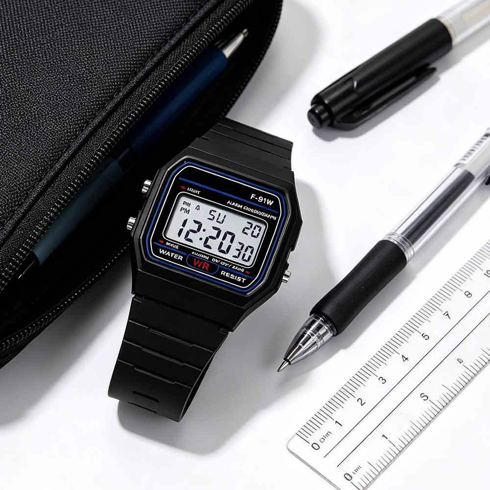 Classic Digital Retro Sport Alarm Stopwatch Black Watch – Unisex Everyday Timepiece