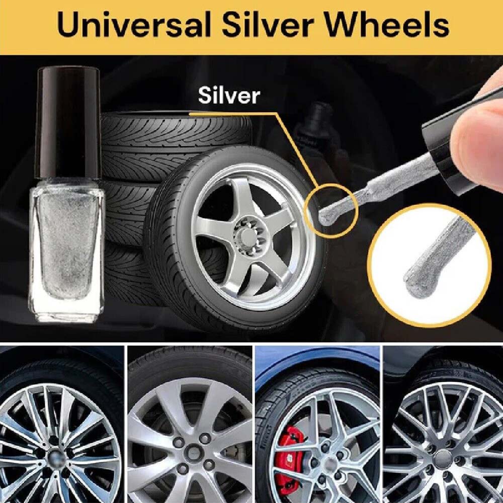 DIY Silver Alloy Wheel Rim Scuffs Scrape Car Kerb Damage Repairing Kit Fix Tool