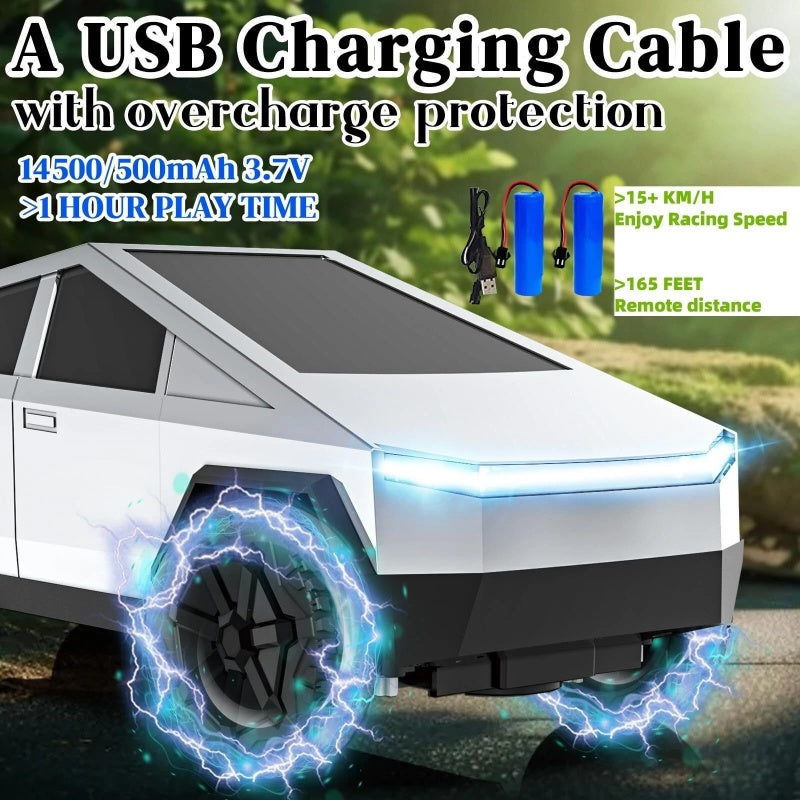 Rechargeable 1:24 Tesla Cyber Truck Remote Control Car Toy Gift For Kids Gifts-White