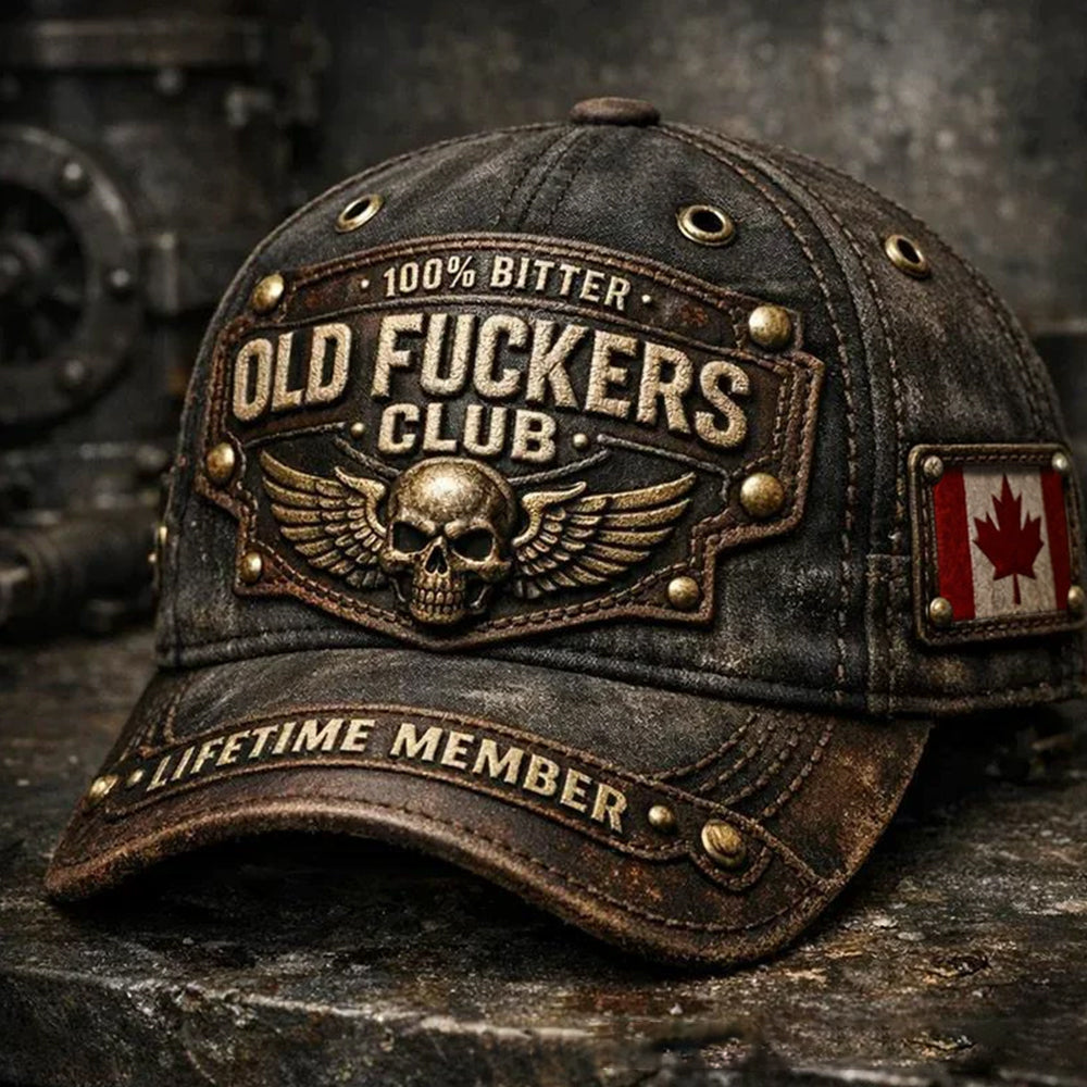 Old F*ckers Club Vintage Baseball Cap - Adjustable Distressed Hat with 3D printed pattern