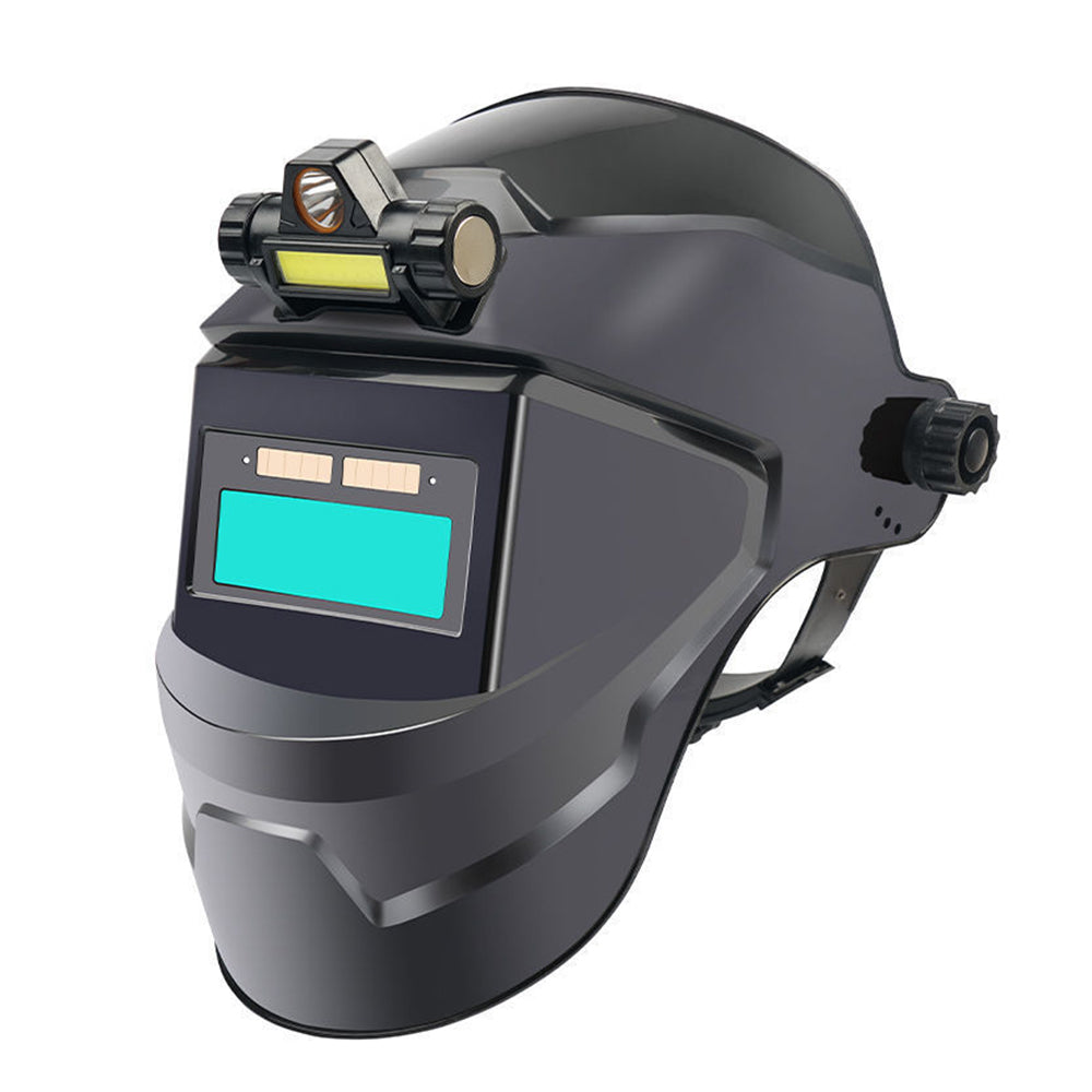 Auto-Darkening Welding Helmet with LED Headlight | Solar-Powered Mask for ARC/TIG/MIG & Grinding