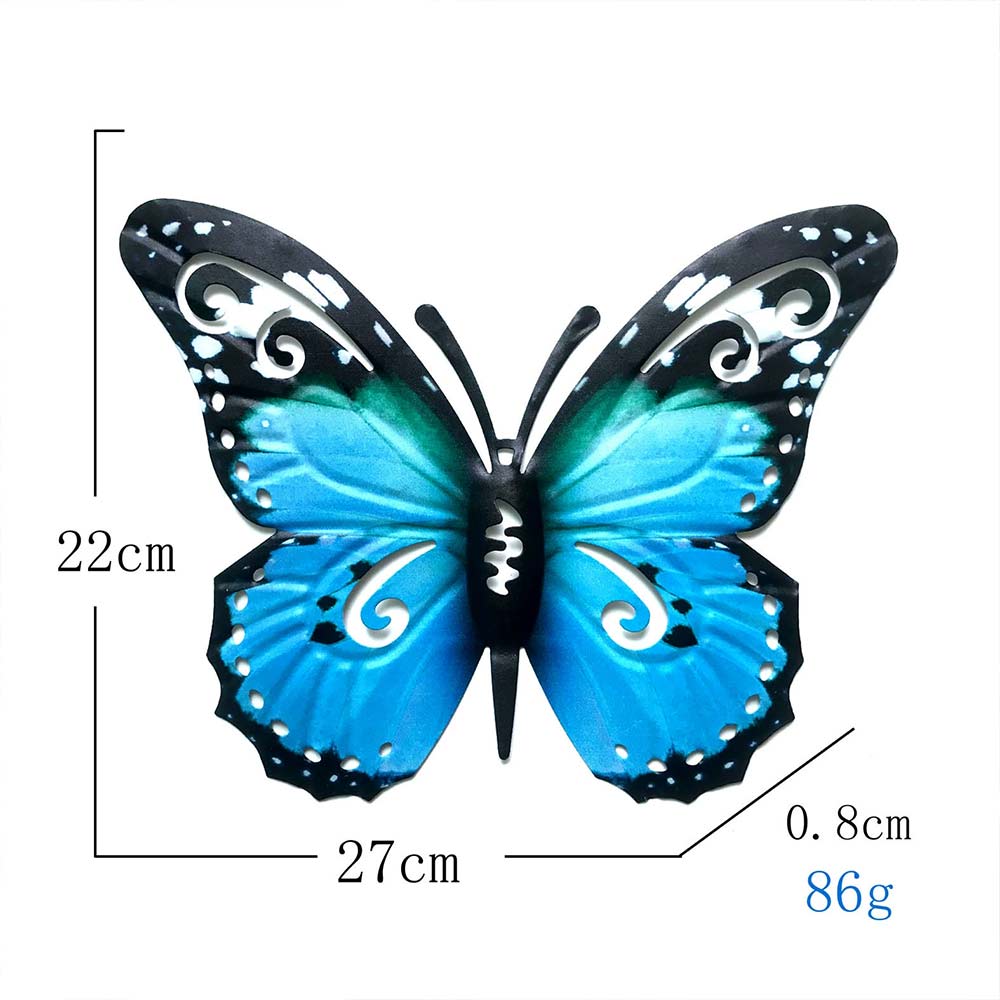 Metal Butterfly Wall Art Decor for Garden & Home, 22x27cm Ornament