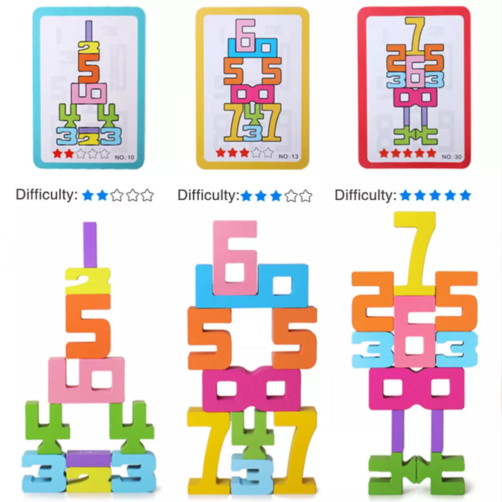 Montessori-Inspired Wooden Number Blocks,Funny Number Count Blocks Toys for Kids
