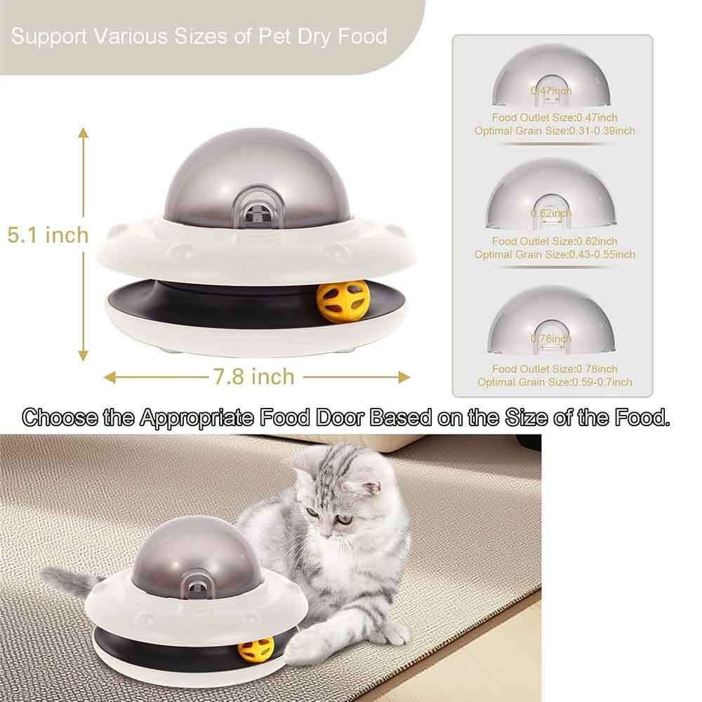 UFO Automatic Interactive Puzzle Cat Feeder – Dispenser Toy for Dry Food, White