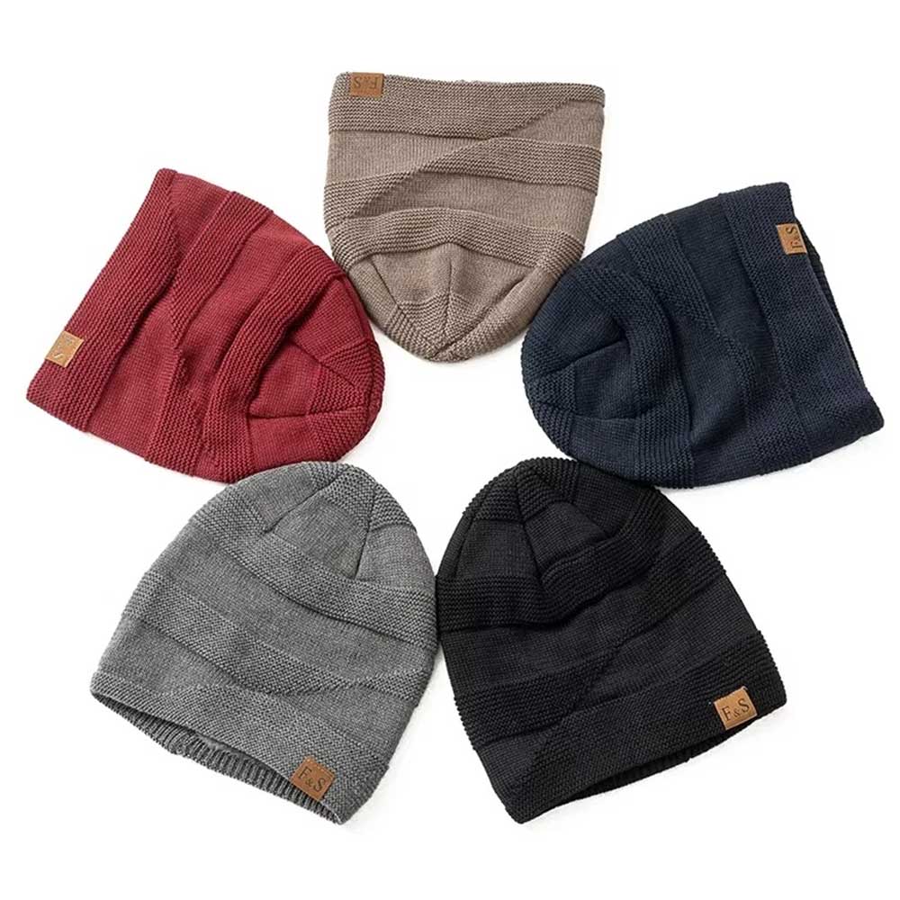 Unisex Slouchy Winter Beanie - Fur Lined Warm Knitted Hat for Men & Women