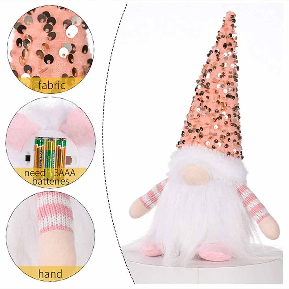 3 Pack Christmas Gnome Lights – Santa Gnomes with Bling Hats, Table Decor