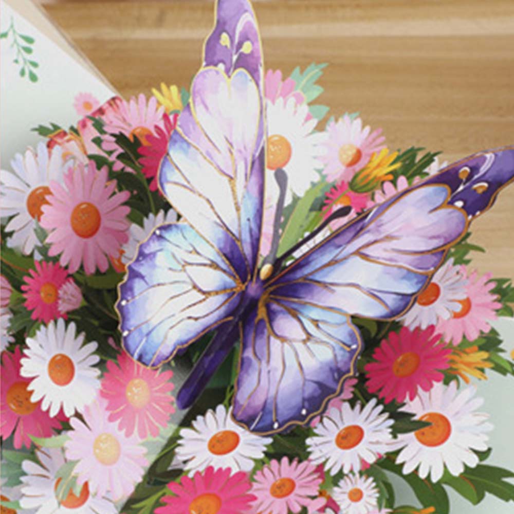 3D Pop-Up Birthday Card – Butterfly Flower Design for Mum, Daughter, Wife, Niece