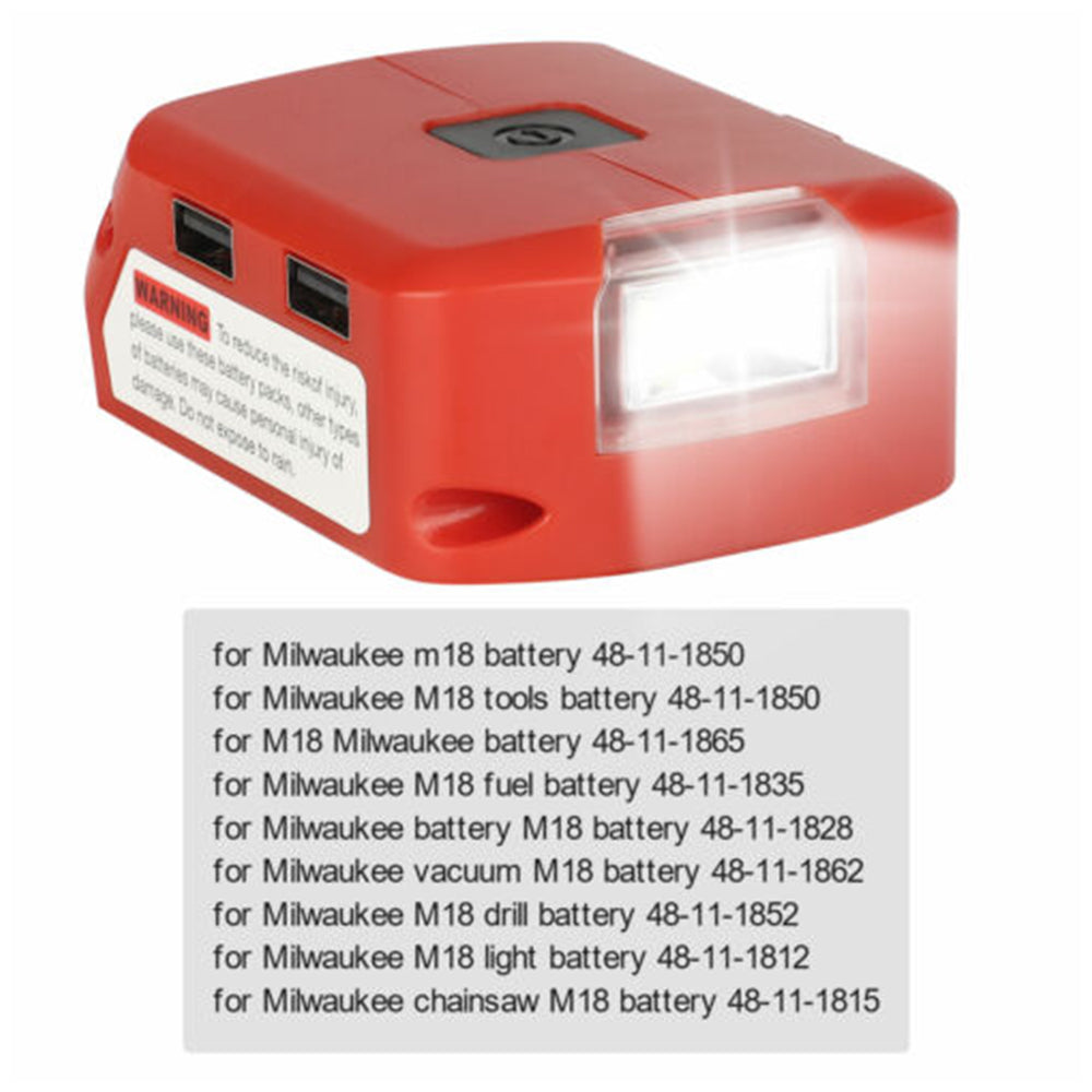 Dual USB Port Phone Charger Adapter Li-ion Battery Fit Milwaukee 18V/20V Battery