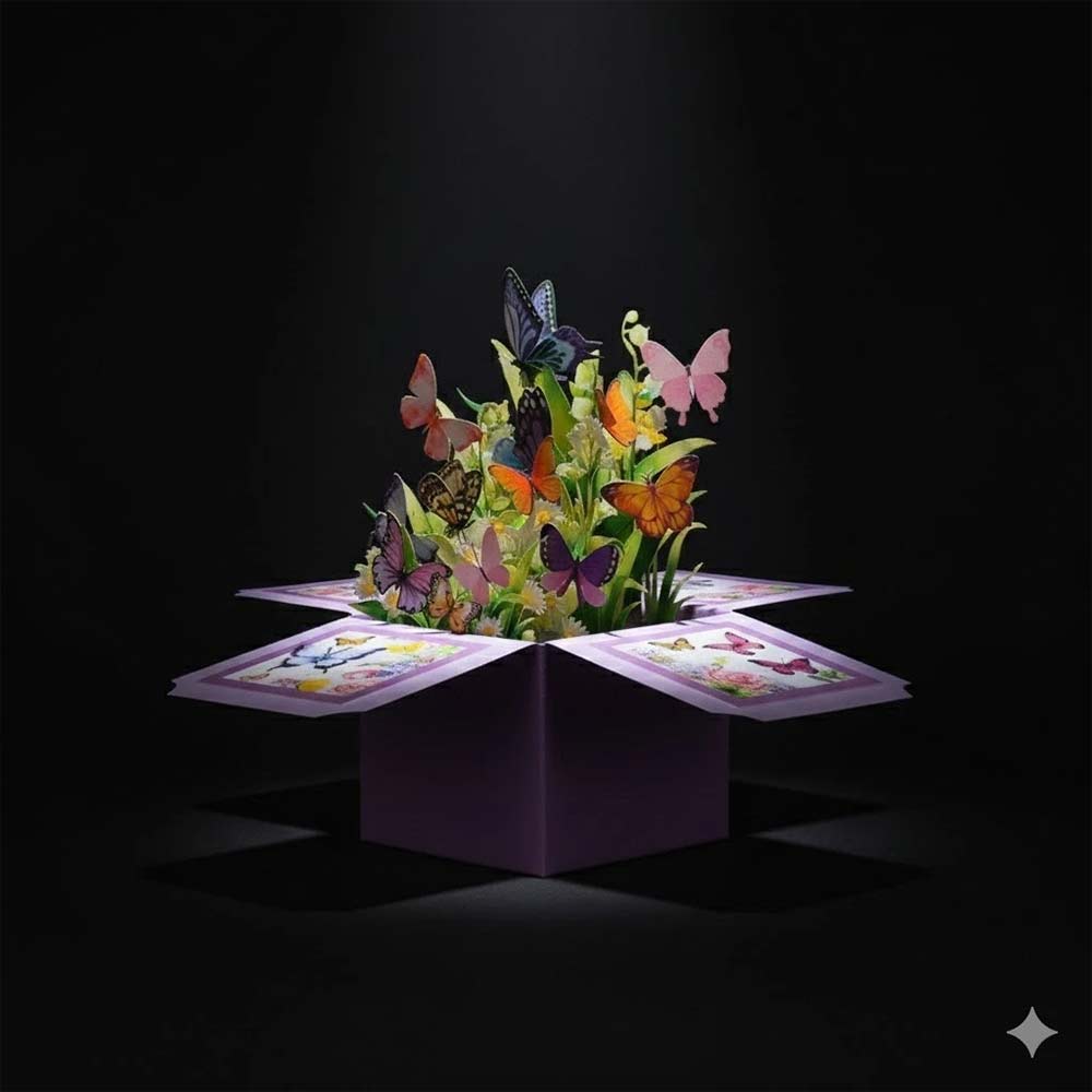 3D Pop-Up Birthday Card – Luxury Butterfly Floral Surprise for Mum, Daughter, Wife, Niece