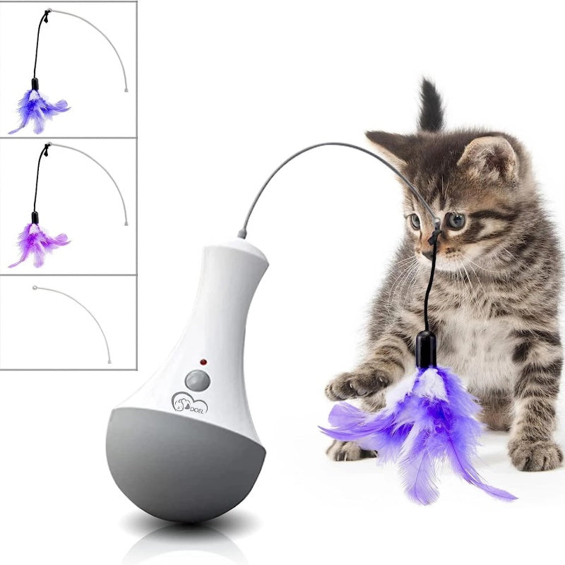 Cat Interactive Toys Funny Feather Kitten Teaser Indoor Play Automatic Toy Gift