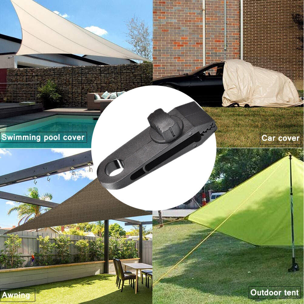 10/20 Pack Awning Tent Clamp Tarp Clips Set Canopy Snap Hangers Survival Camping