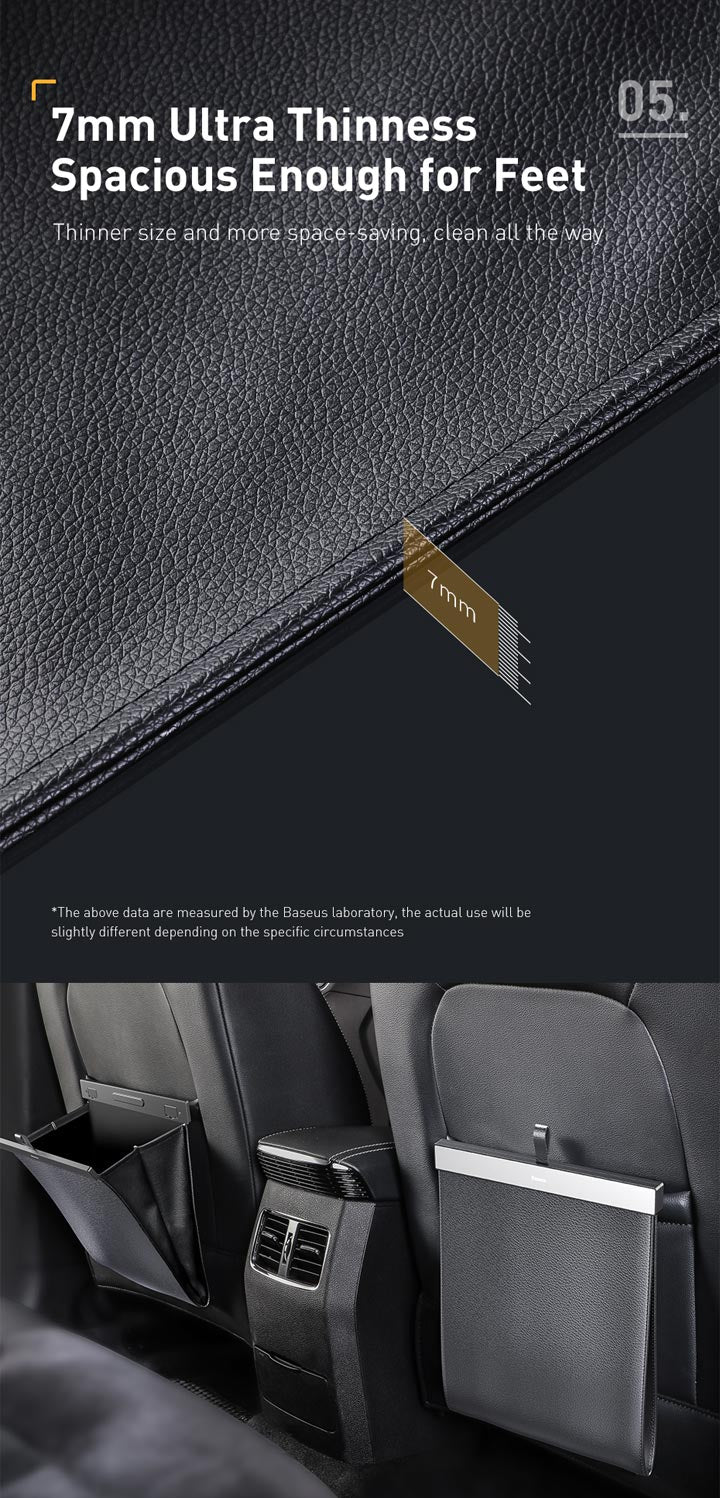 Baseus PU Leather Car Trash Bag - Waterproof, Leakproof Waste Basket with Magnetic Closure