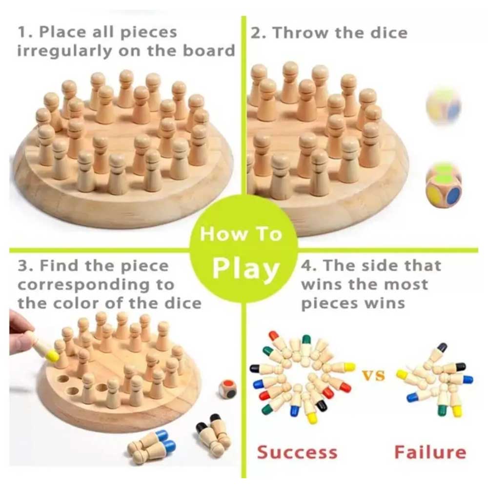 Colour Game Board Puzzle Wooden Memory Match Stick ChessMontessori Edu for Kids