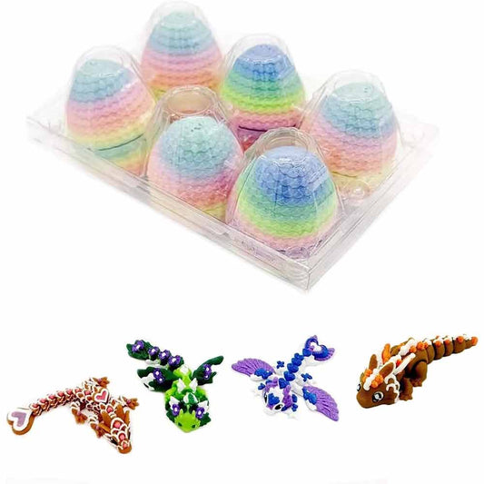 6-Pack Small Mystery Dragon Eggs – 3D Printed Easter Eggs with Surprise Colored Dragon Inside (Fun Kids Toy Gift)