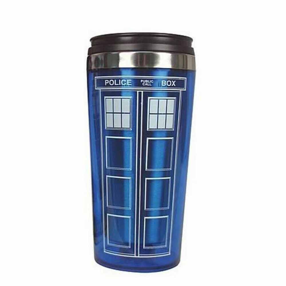 16oz Bottle Doctor Who Travel Coffee Mug TARDIS Insulated Tumbler Cup