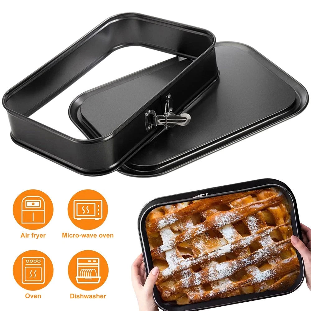 28CM Cake Tin Rectangular Non Stick Spring Form Baking Bake Tray Bakeware