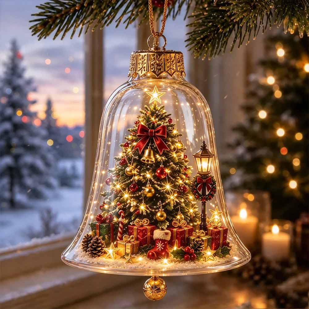 Christmas LED Story Ornament – Glowing Mini Holiday Scene, Hanging & Tabletop