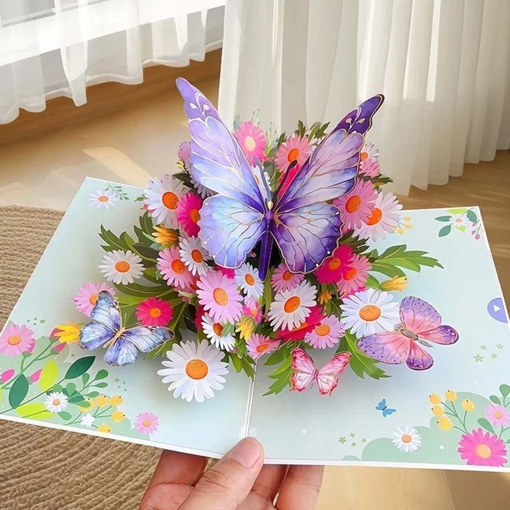 3D Pop-Up Birthday Card – Butterfly Flower Design for Mum, Daughter, Wife, Niece