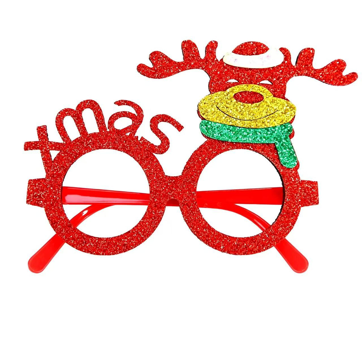Festive Christmas Glasses – Glitter Reindeer & Tree Party Frame Decoration