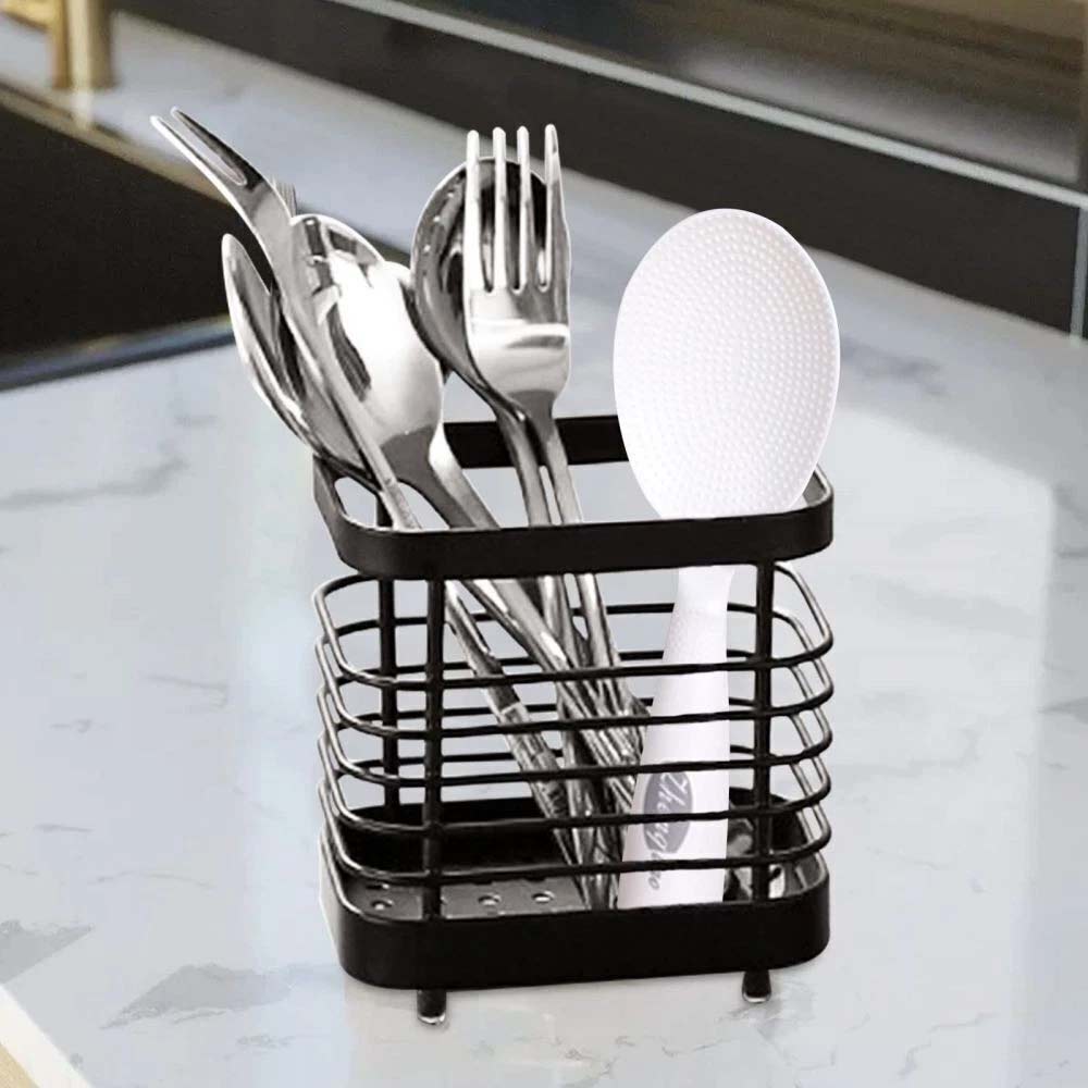Stainless Steel Cutlery Holder - Kitchen Utensil Drainer Sink Caddy Stand 10.5cm