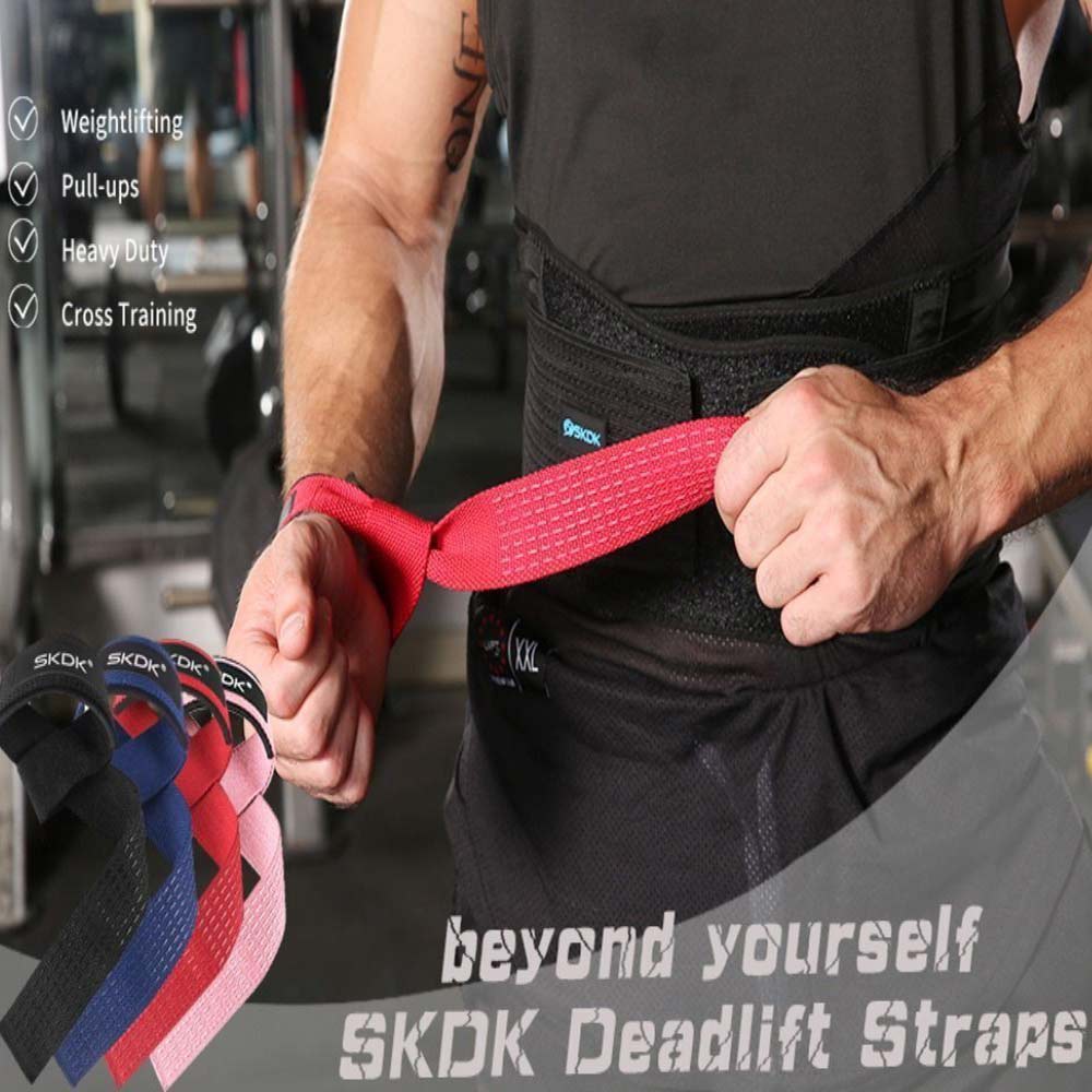 Pair Weight Lifting Grip Belt Anti-Slip Sport Safety Wrist Straps Wrist Support