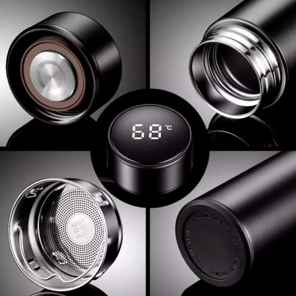 Stainless Steel Vacuum Cup Smart Insulated Mug Thermos Bottle LED Display 500ml
