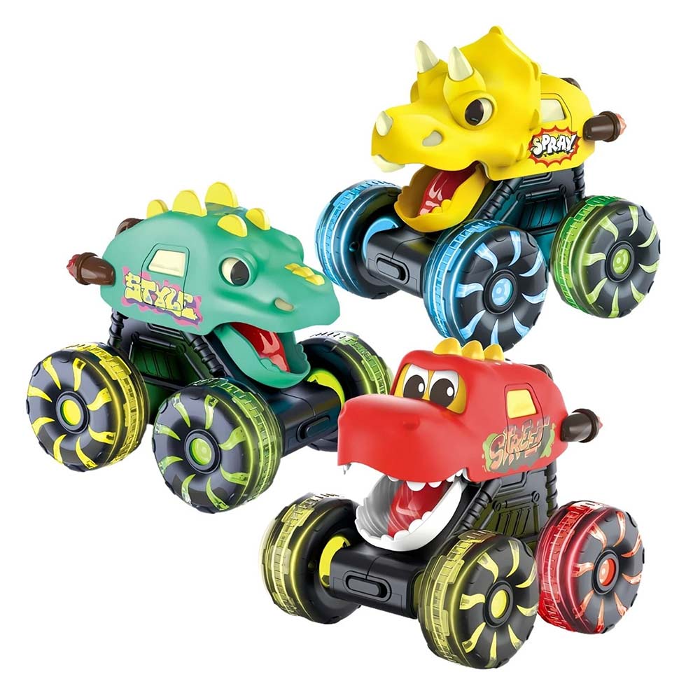 3-Pack Dinosaur Toys Light Up Monster Truck Press and Go Car Toy Set Fun Gift for Boys Girls