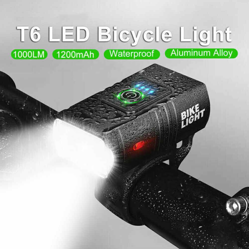 Rechargeable Bicycle Head Torch Front&Tail Kit Super Bright LED Mountain Bike Light