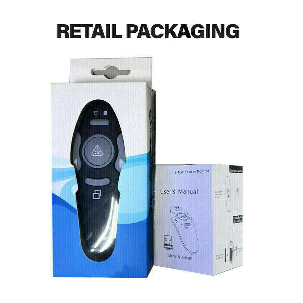 Wireless PowerPoint Presenter – 2.4GHz Presentation Remote with Red Laser Pointer & Page Control