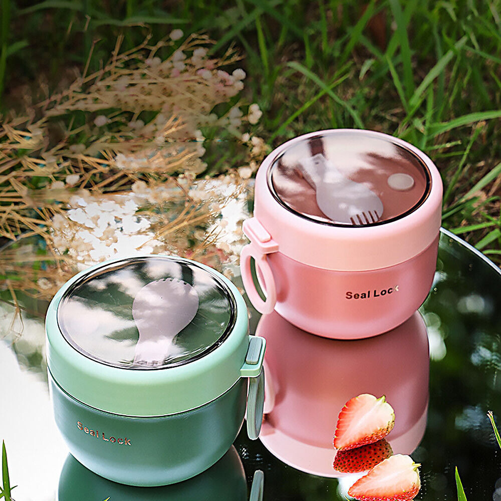 Stainless Steel 600ml Lunch Box Thermos Food Flask Insulated Food Soup Jar
