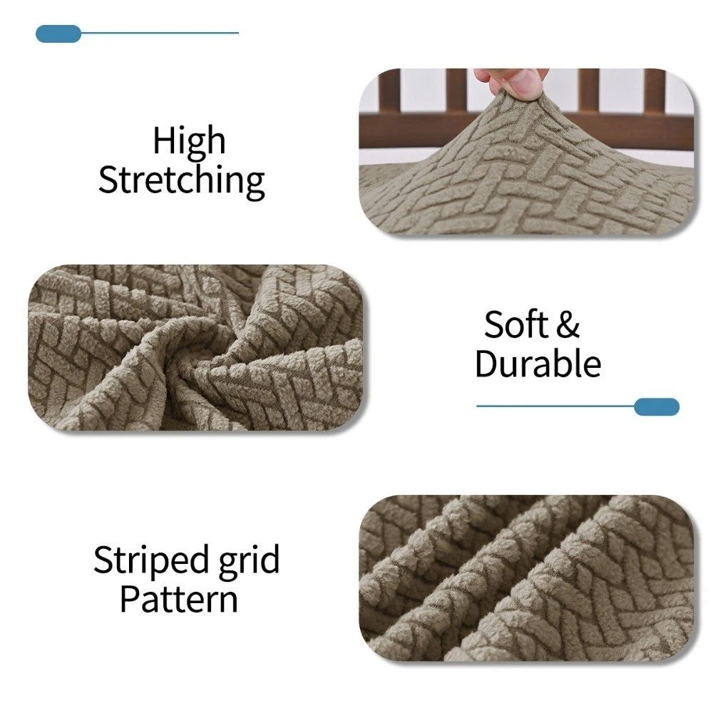Dining Chair Slipcover – Stretch Jacquard Washable Removable Seat Cover