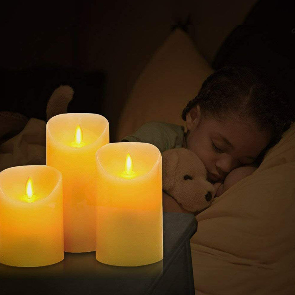 3Pcs Flameless LED Candles Battery Operated Flickering Flame Remote Control Gift