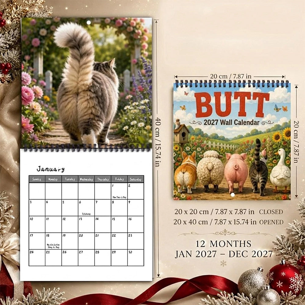 Funny Animal Butts 2027 Wall Calendar – Humorous Month-to-View Hanging Gift