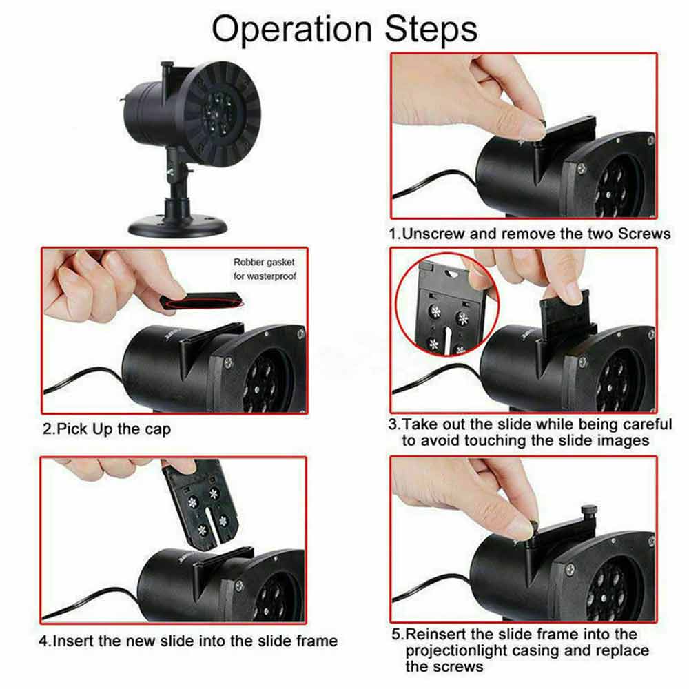 12X Pictures Projector Light  Newest LED Christmas Moving Laser Snowflake Xmas