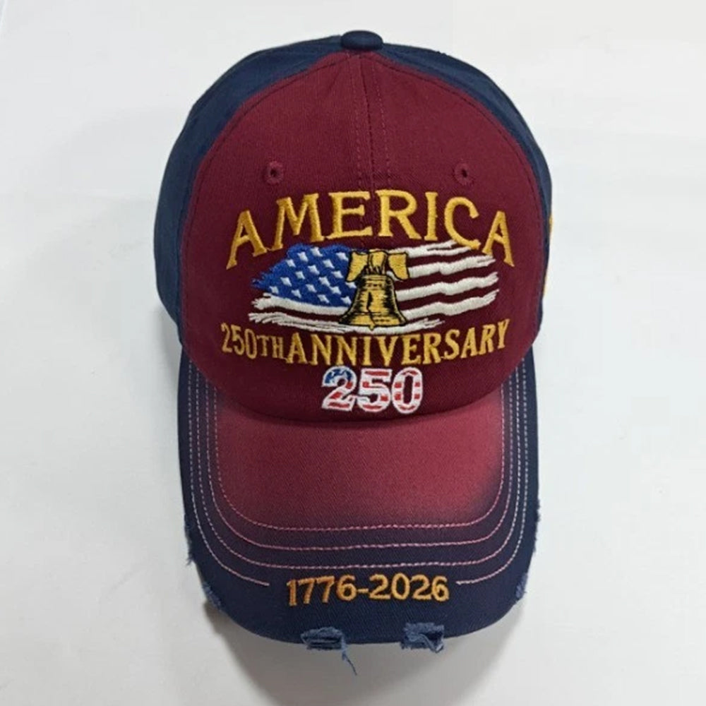 America 250th Anniversary Cap - Distressed Embroidered Baseball Hat 1776-2026