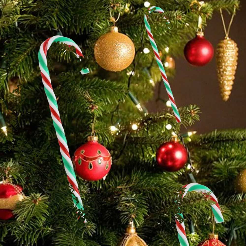 6Pcs/Set Plastic Candy Cane Christmas Hanging Decoration Xmas Tree Ornament
