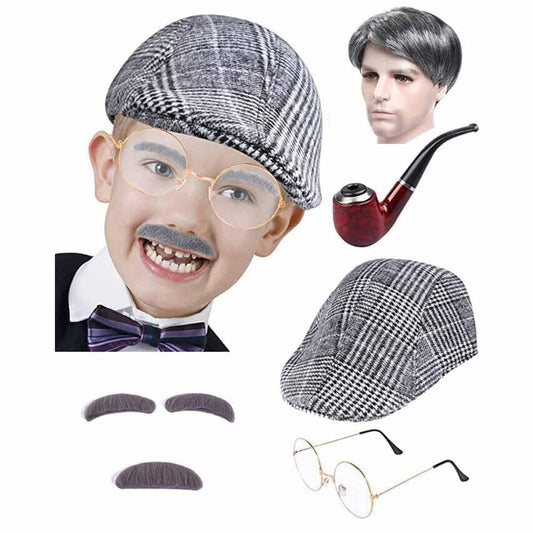 Old Man Costume Set Grandpa Adult Child Kids Boys Kit 100 Days School Book Week